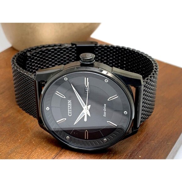 Citizen Men's Watch BM6988-57E Eco-Drive Black Dial Solar Mesh Stainless Steel - Picture 7 of 13